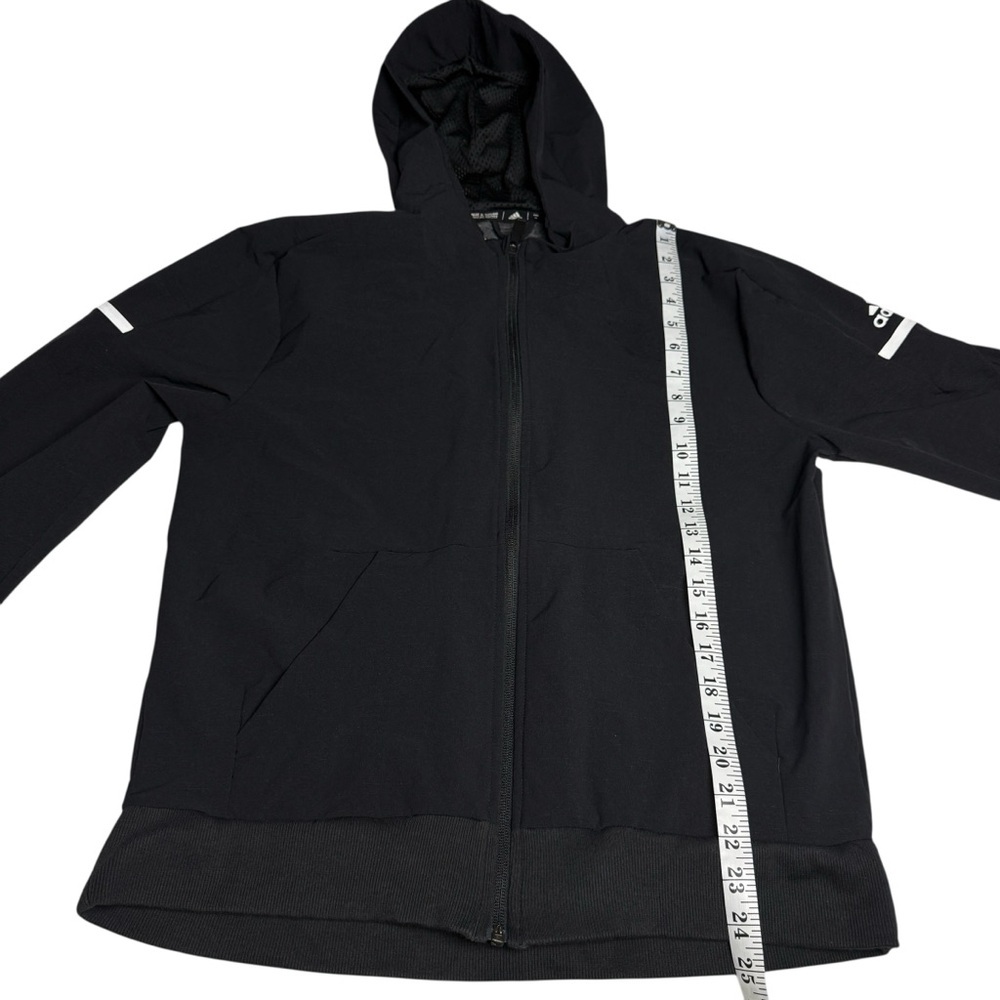 Adidas Hooded Full Zip Jacket Track Run Jog Athletic Outdoor Black SZ M Womens - Picture 9 of 10